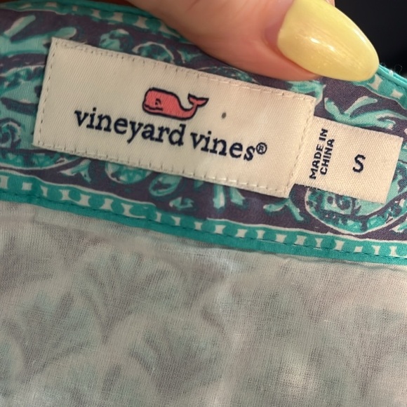 Vineyard Vines Paisley Romper Embroidered Pull-On Button Front Tie Waist Tassel - Picture 8 of 12